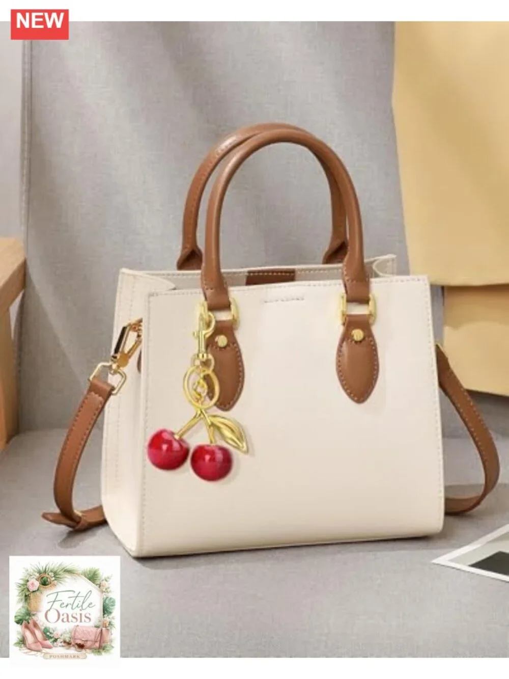 2 Pack Cherry Bag Charm Keychain, Resin & Metal Purse Accessory for Women